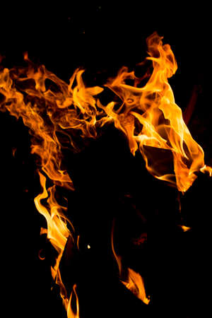 Flame of fire with sparks on a black background