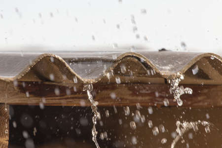 storm rain on the roof of the house