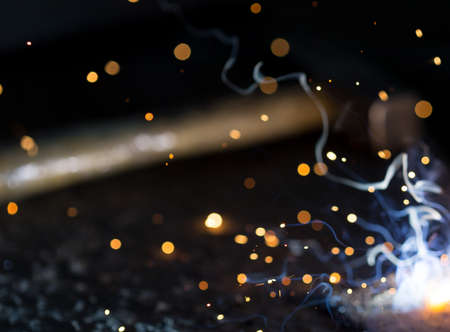 Flash and sparks from electric weldingの写真素材