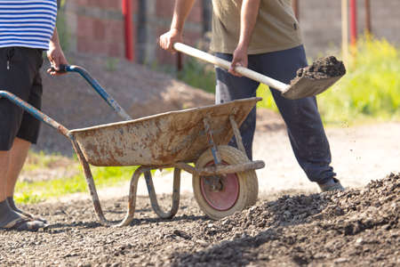 road repair, dry asphalt wasteの写真素材