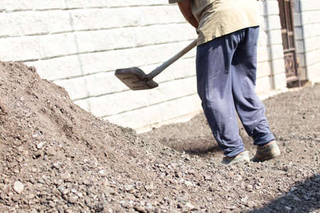 road repair, dry asphalt wasteの写真素材