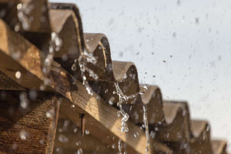 storm rain on the roof of the house