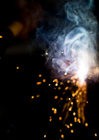 Flash and sparks from electric weldingの写真素材