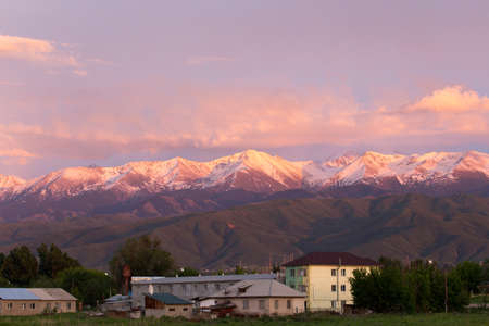 Sunset over the mountainsの写真素材