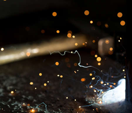 Flash and sparks from electric weldingの写真素材