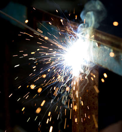 Flash and sparks from electric weldingの写真素材