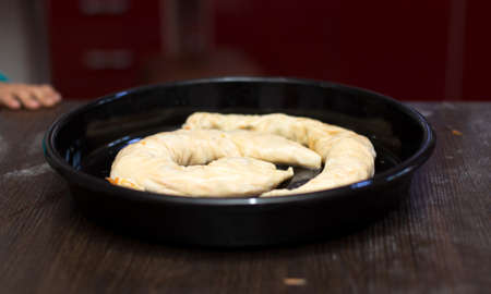 Khanum. How to cook khalum. Dishes from Uzbek cuisineの写真素材