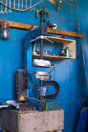 equipment for vulcanization, wheel repairの写真素材