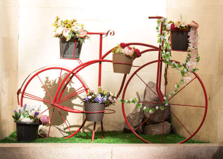 Bicycle with flower basketの写真素材