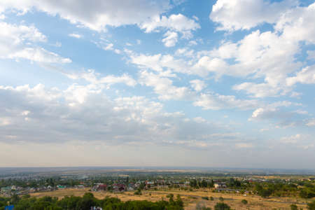 Rural scenic landscape with blue sky with cloudsの写真素材