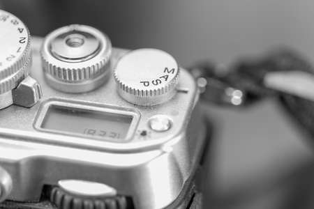 Macro shot of a silver classic cameraの写真素材