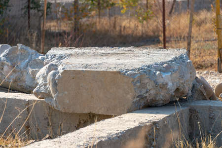 broken concrete foundation at a construction site