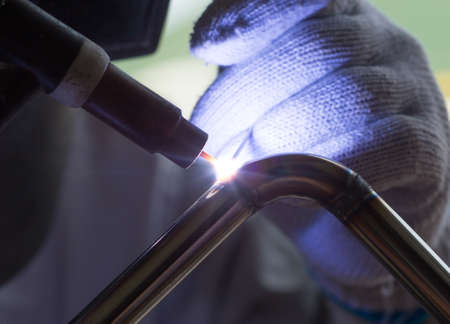 work with argon weldingの写真素材