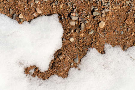 the snow is melting and the ground is under itの写真素材