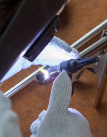 work with argon weldingの写真素材