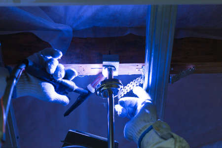 work with argon weldingの写真素材