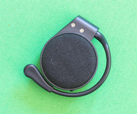 mp3 player on green backgroundの写真素材