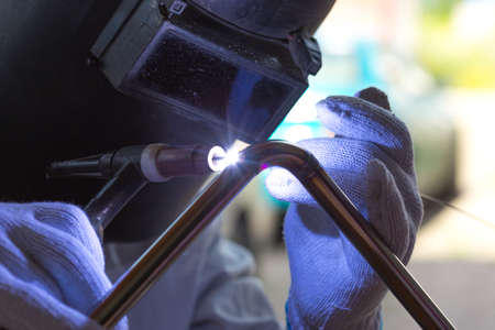 work with argon weldingの写真素材