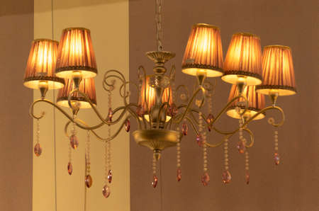 decorative chandeliers in the storeの写真素材
