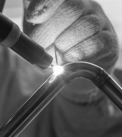 work with argon weldingの写真素材