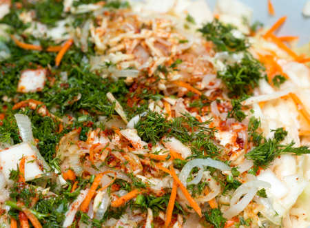 cooking cabbage saladの写真素材