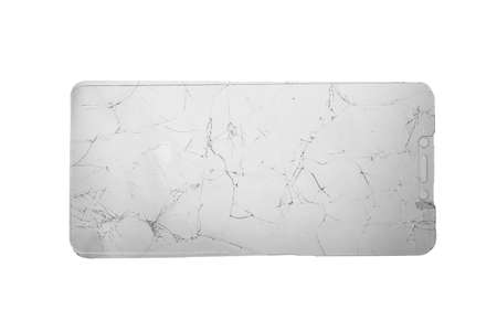 broken safety glass for smartphone on white backgroundの写真素材
