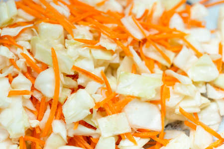 cooking cabbage saladの写真素材