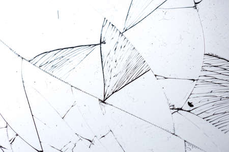 Broken glass on white background , texture backdrop object designの写真素材