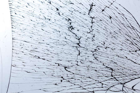 Broken glass on white background , texture backdrop object designの写真素材