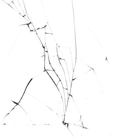 Broken glass on white background , texture backdrop object designの写真素材