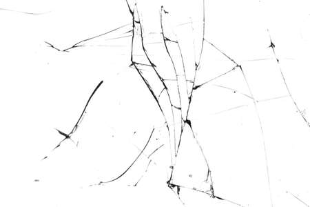 Broken glass on white background , texture backdrop object designの写真素材