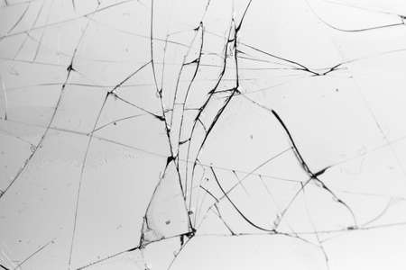Broken glass on white background , texture backdrop object designの写真素材