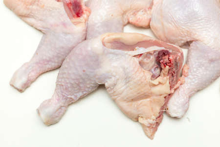 chicken meat on white backgroundの写真素材