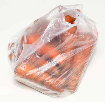 carrots in pack on a white backgroundの写真素材