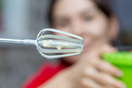 whipped cream and mixer selective focusの写真素材