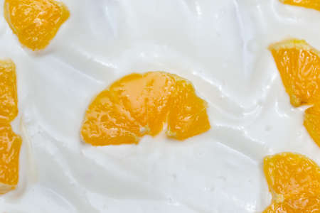 fruit cake with milk cream and fruitの写真素材