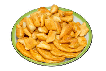 Kazakh national food Baursak on a white background. Kazakh national cuisineの写真素材