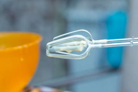 whipped cream and mixer selective focusの写真素材