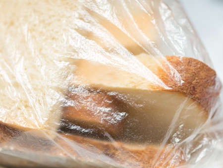 Sliced bread in a plastic bagの写真素材