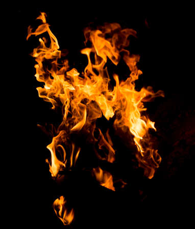 Flame of fire on a black backgroundの写真素材