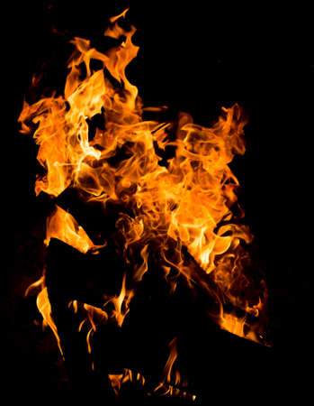 Flame of fire on a black backgroundの写真素材