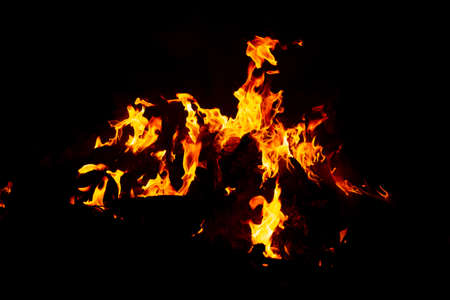 Flame of fire on a black backgroundの写真素材