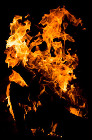 Flame of fire on a black backgroundの写真素材