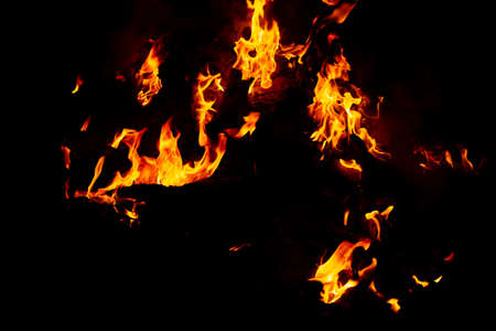 Flame of fire on a black backgroundの写真素材