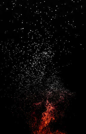 Flame of fire on a black backgroundの写真素材