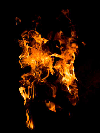 Flame of fire on a black backgroundの写真素材