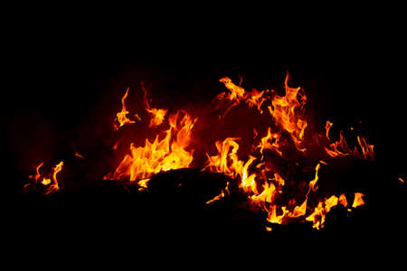 Flame of fire on a black backgroundの写真素材
