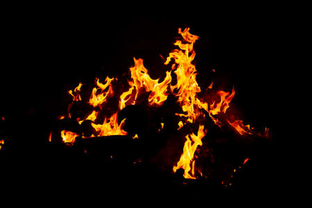 Flame of fire on a black backgroundの写真素材