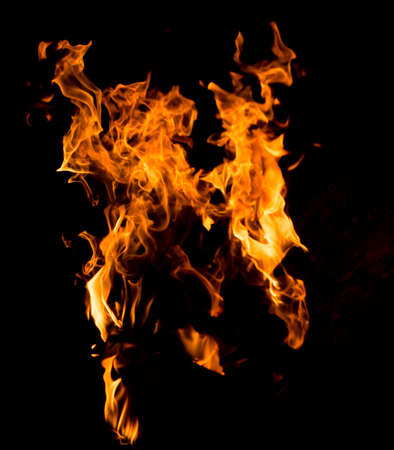 Flame of fire on a black backgroundの写真素材
