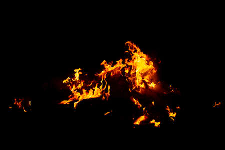 Flame of fire on a black backgroundの写真素材